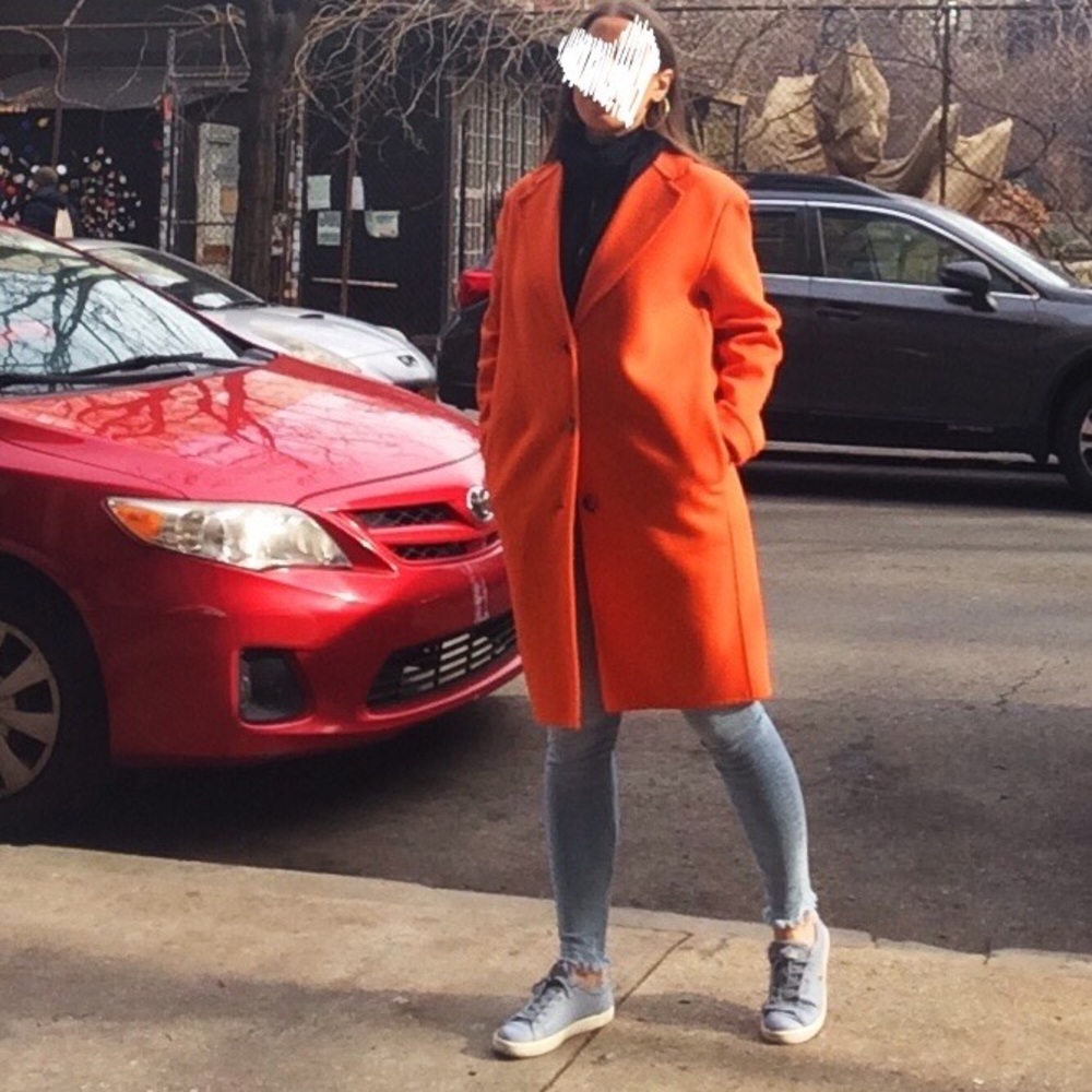 Aritzia Wilfred Julien wool coat rumba orange XS